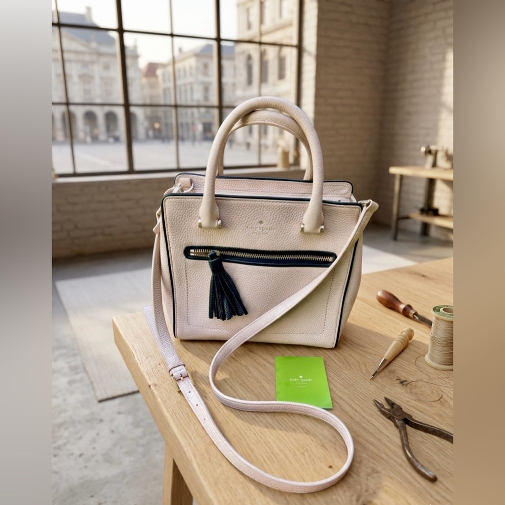 Kate Spade Allyn Warm Beige Leather Satchel Crossbody
